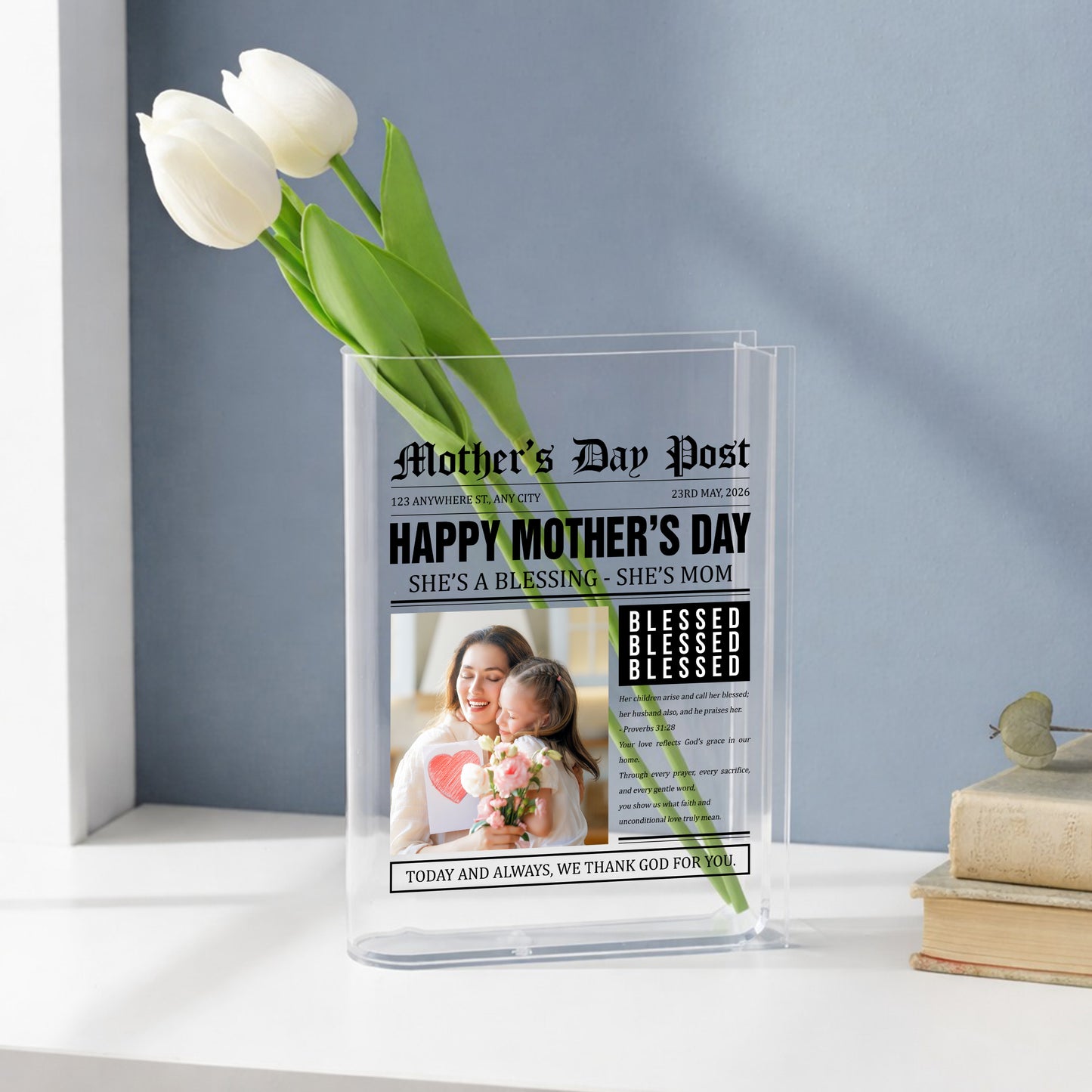 Mother's Day Post Happy Mother's Day Gift Acrylic Book Vase