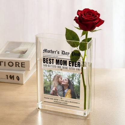 Mother's Day Post Best Mom Ever Gift Acrylic Book Vase