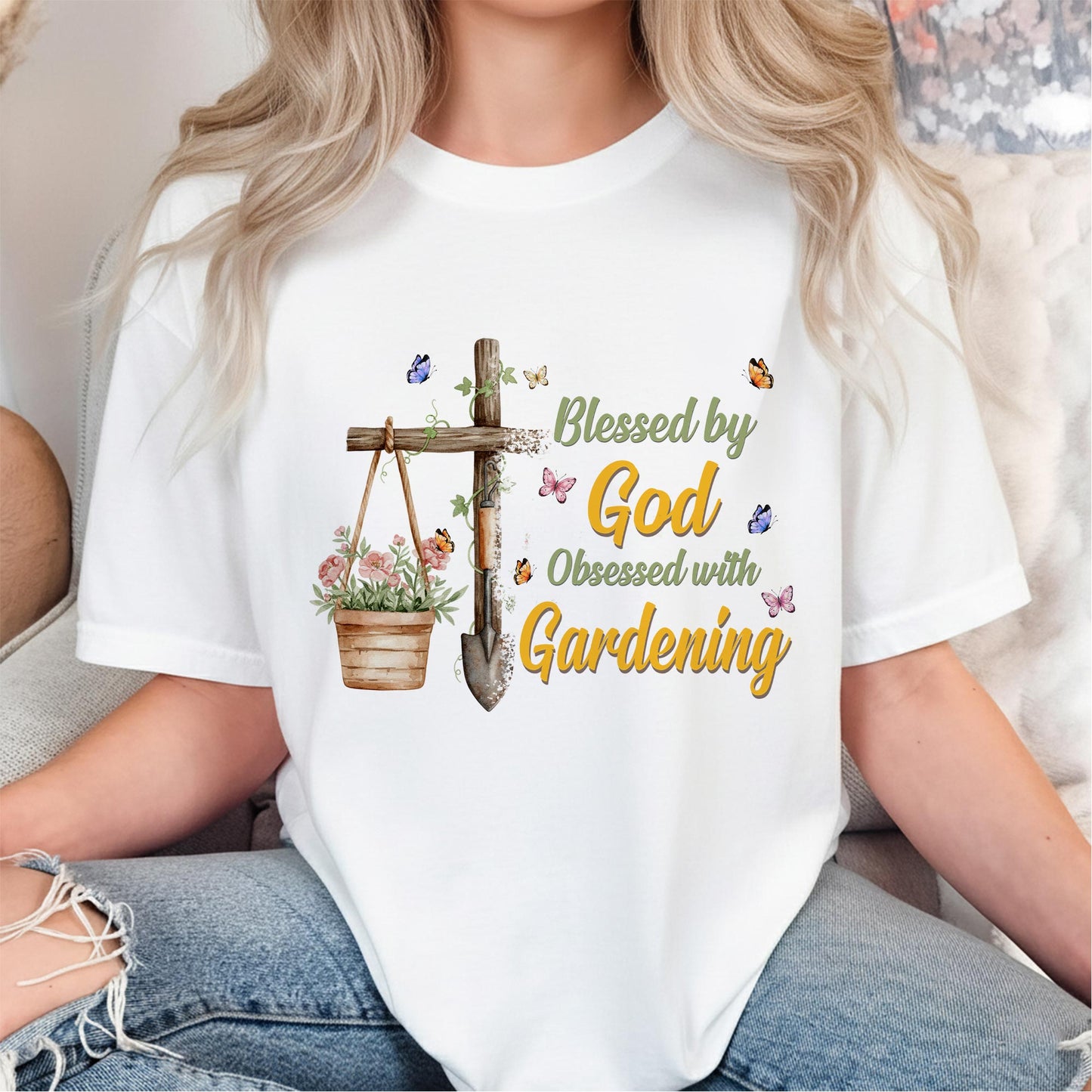 Blessed By God Obsessed With Gardening T-Shirt
