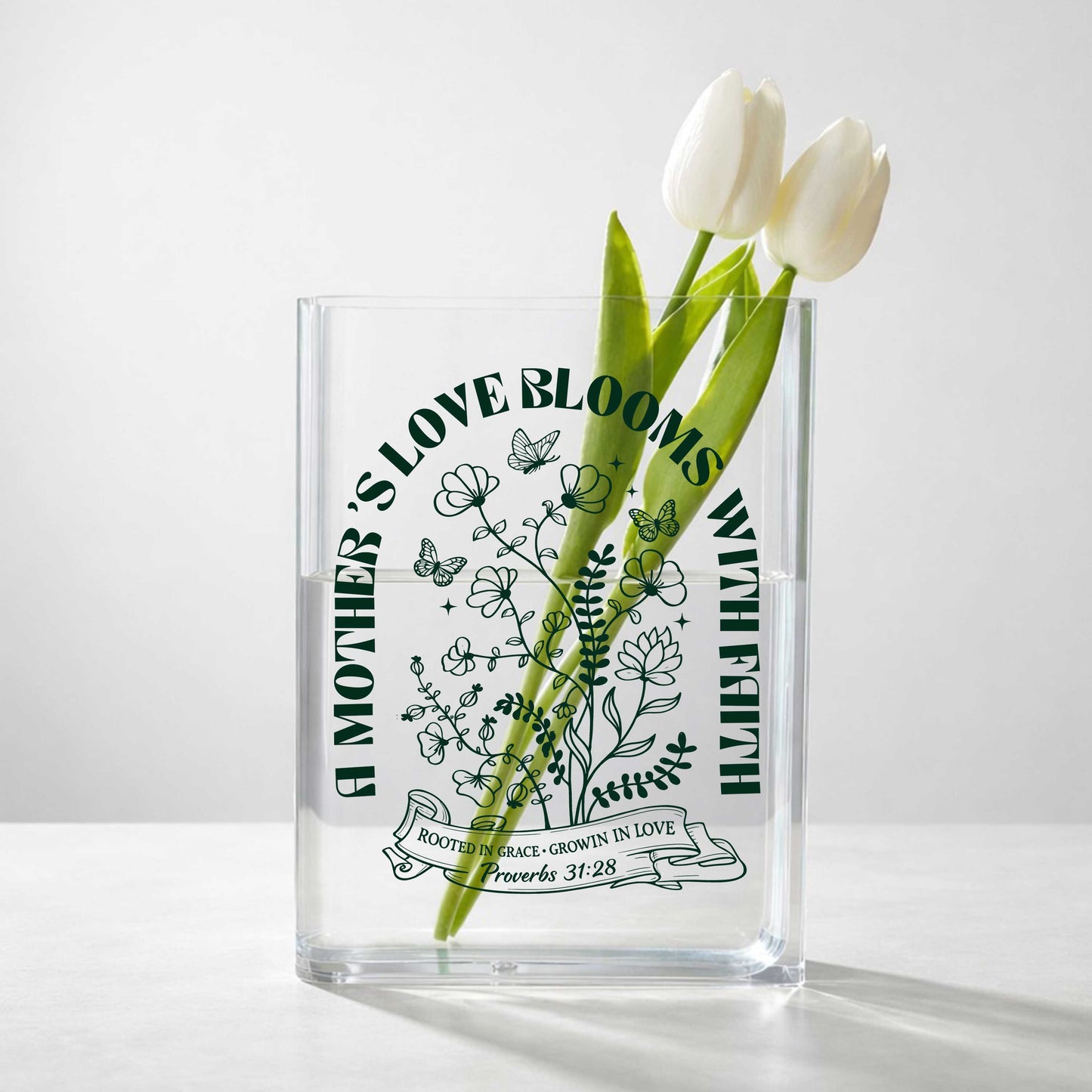 A Mother's Love Blooms With Faith Acrylic Vase Acrylic Book Vase