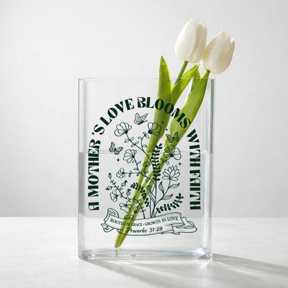 A Mother's Love Blooms With Faith Acrylic Vase Acrylic Book Vase