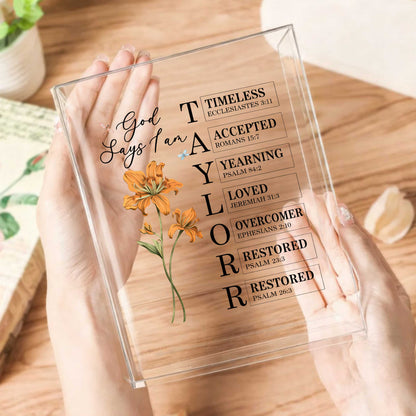 God Says I Am Acrylic Book Vase, Mother's Day Gift