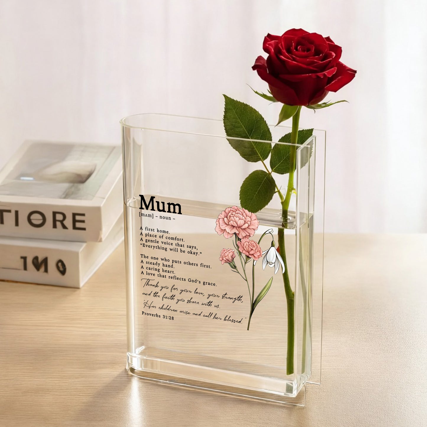 Mum A First Home Her Children Arise And Call Her Blessed Gift Acrylic Book Vase