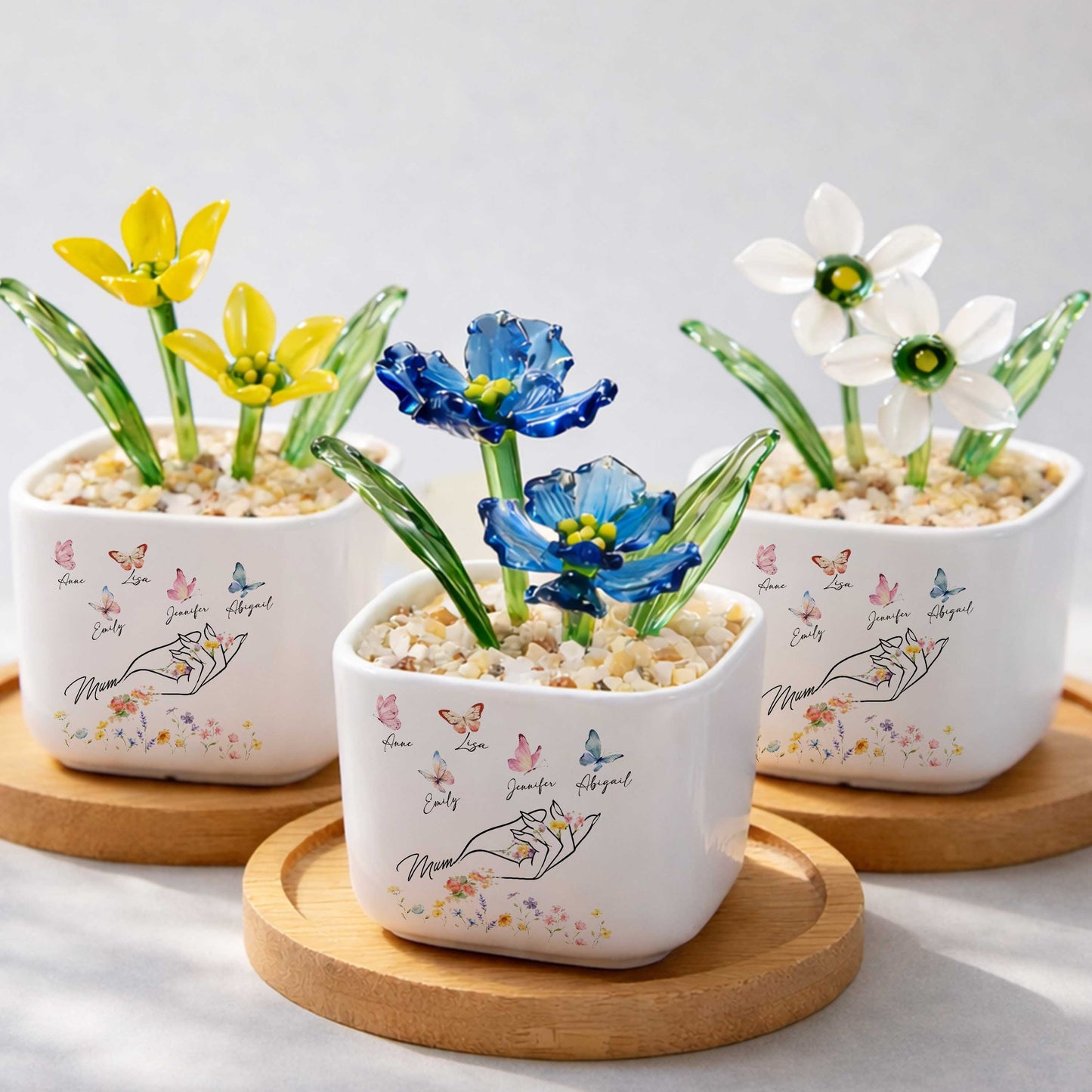 Mom's Eternal Garden Of Love Birth Month Glass Flower Pot