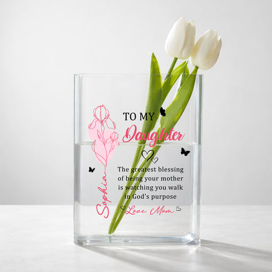 To My Daughter The Greatest Blessing Of Being Your Mother Gift, Acrylic Book Vase