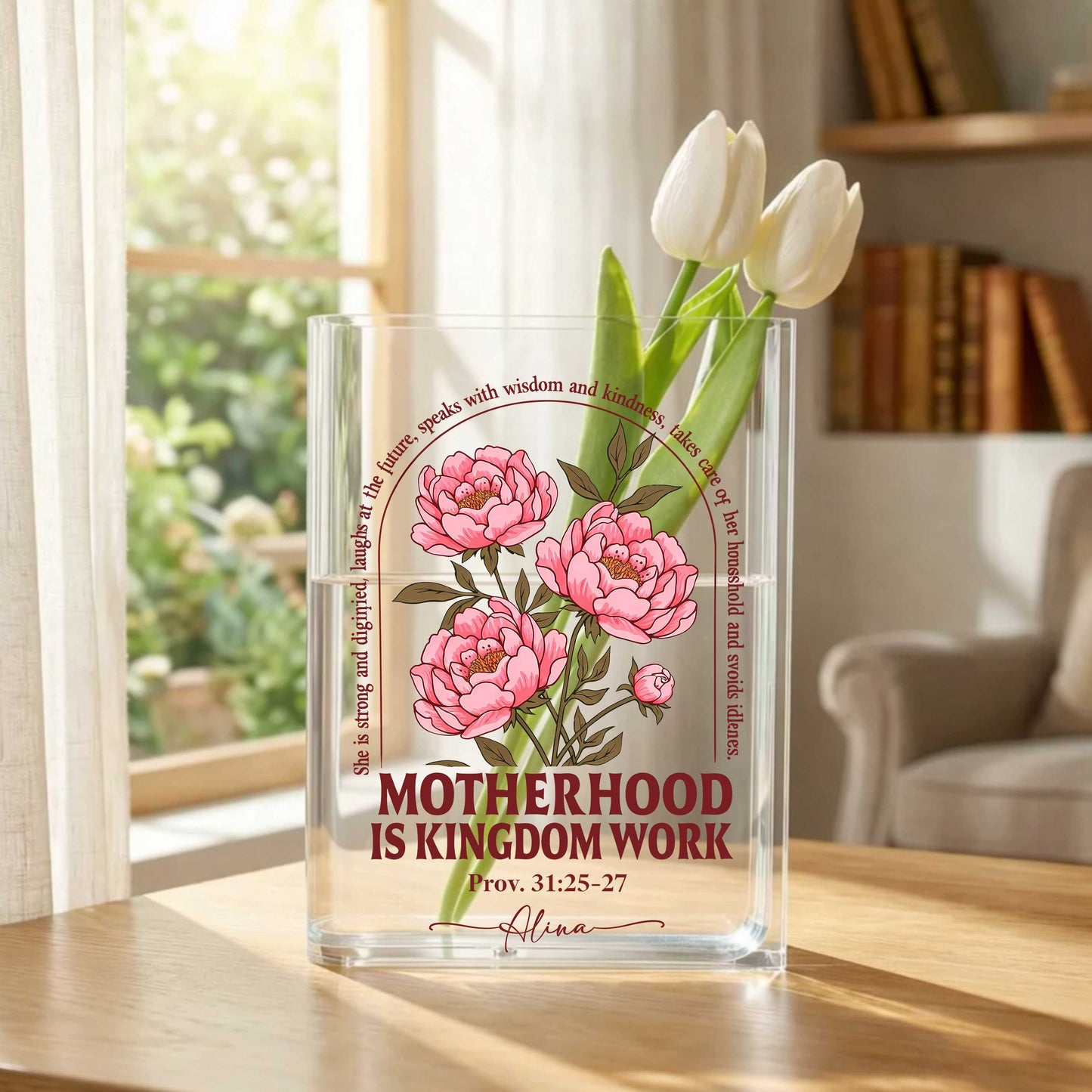 Motherhood Kingdom Work Vase, Acrylic Book Vase