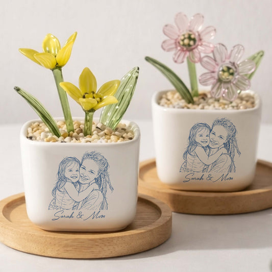 Cherished Mother-child Bond Birth Month Glass Flower Pot
