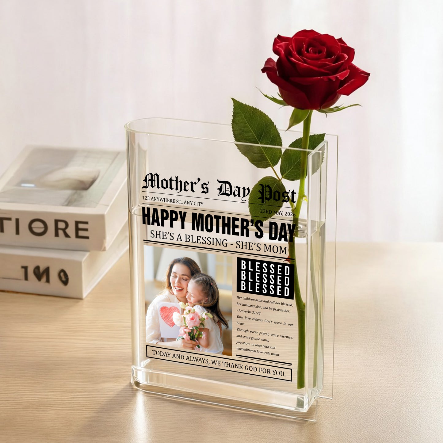 Mother's Day Post Happy Mother's Day Gift Acrylic Book Vase