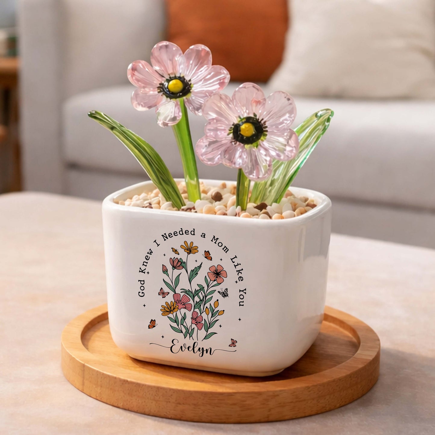 God Knew I Needed A Mom Like You Birth Month Glass Flower Pot