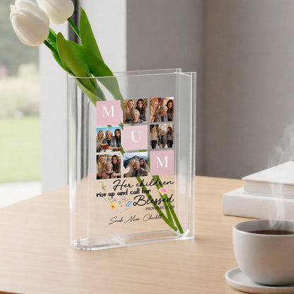 Blessed Mother Proverbs 31 Gift, Her Children Rise Up And Call Her Blessed Acrylic Book Vase