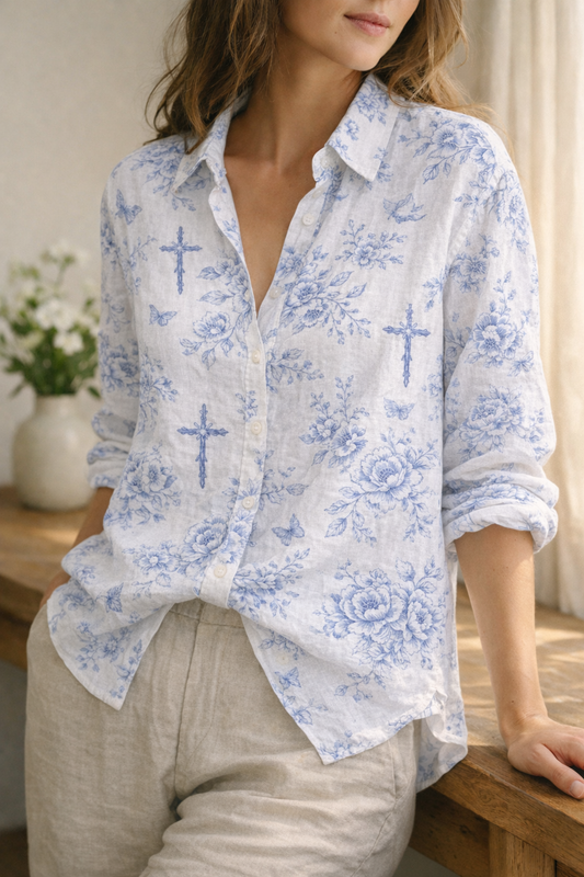 Blue Garden Linen Shirt A Timeless Mother’s Day Gift