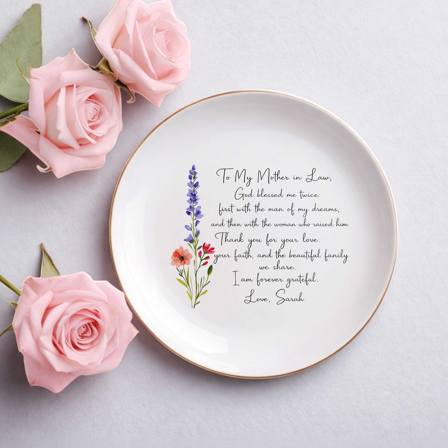 To My Mother In Law, God Blessed Me Twice Ceramic Jewelry Tray