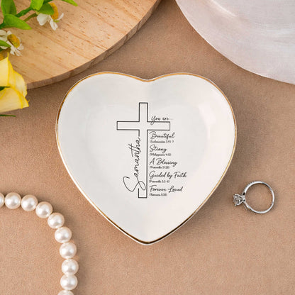 You Are... Beautiful, Strong, A Blessing, Guided By Faith, Forever Loved Ceramic Jewelry Tray