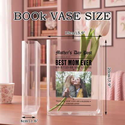 Mother's Day Post Best Mom Ever Gift Acrylic Book Vase
