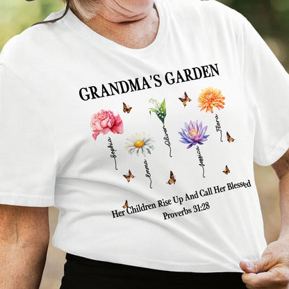 Grandma's Garden Her Children Rise Up And Call Her Blessed T-Shirt