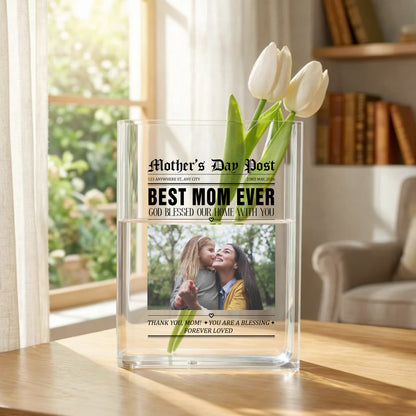 Mother's Day Post Best Mom Ever Gift Acrylic Book Vase