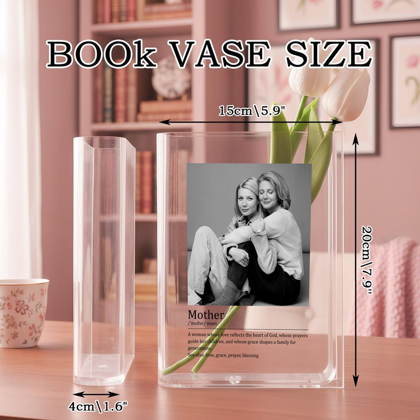 A Woman Whose Love Reflects The Heart Of God, Acrylic Book Vase