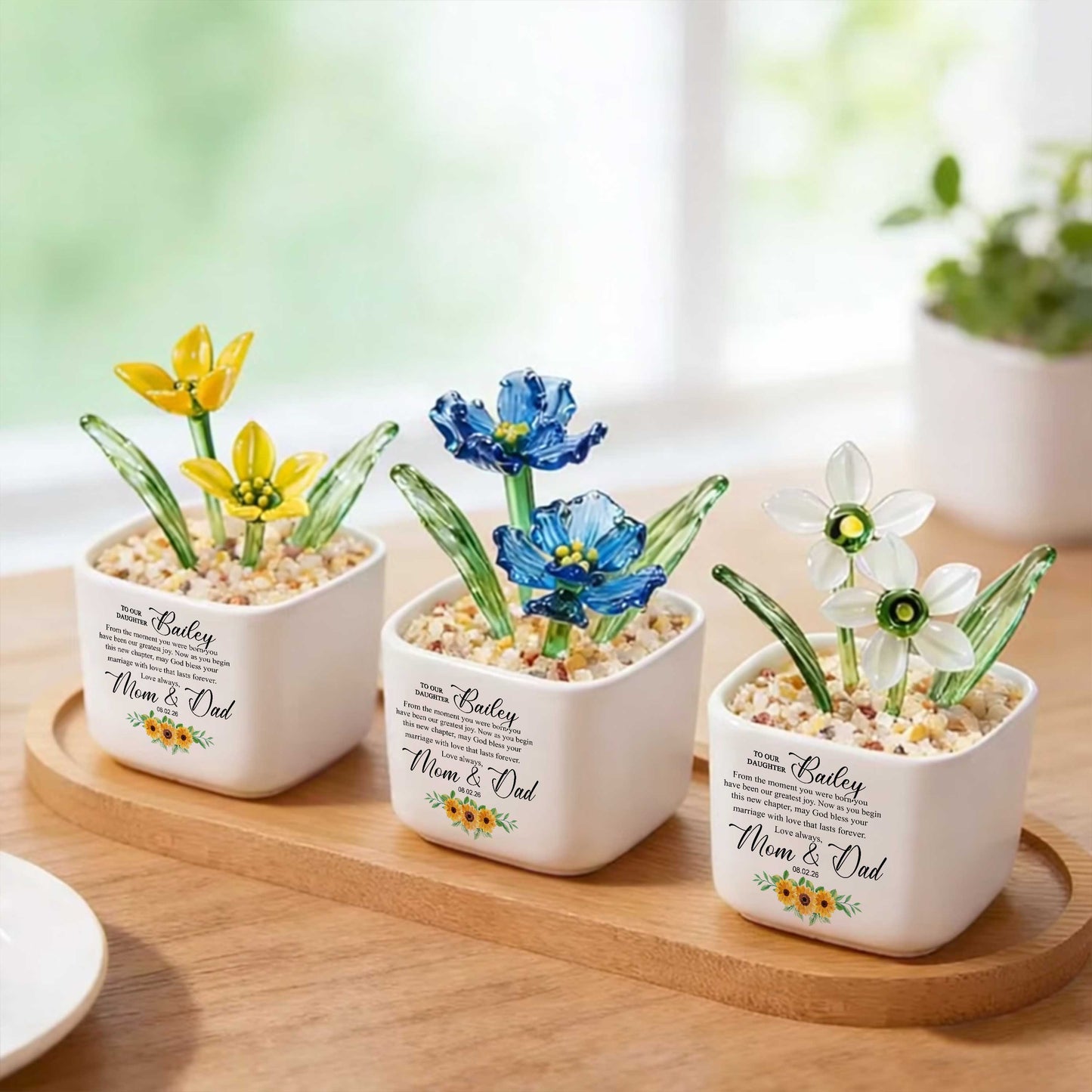 To Our Daughter From The Moment You Were Born Birth Month Glass Flower Pot