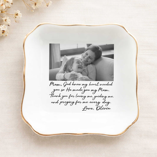 God's Gift Mom Jewelry Dish Ceramic Jewelry Tray, Mother's Day Gift