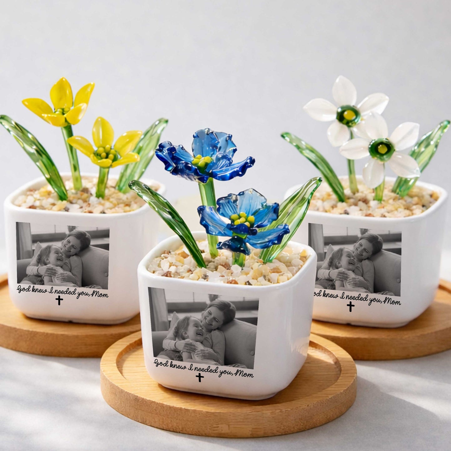 God Knew I Needed You, Mom Birth Month Glass Flower Pot