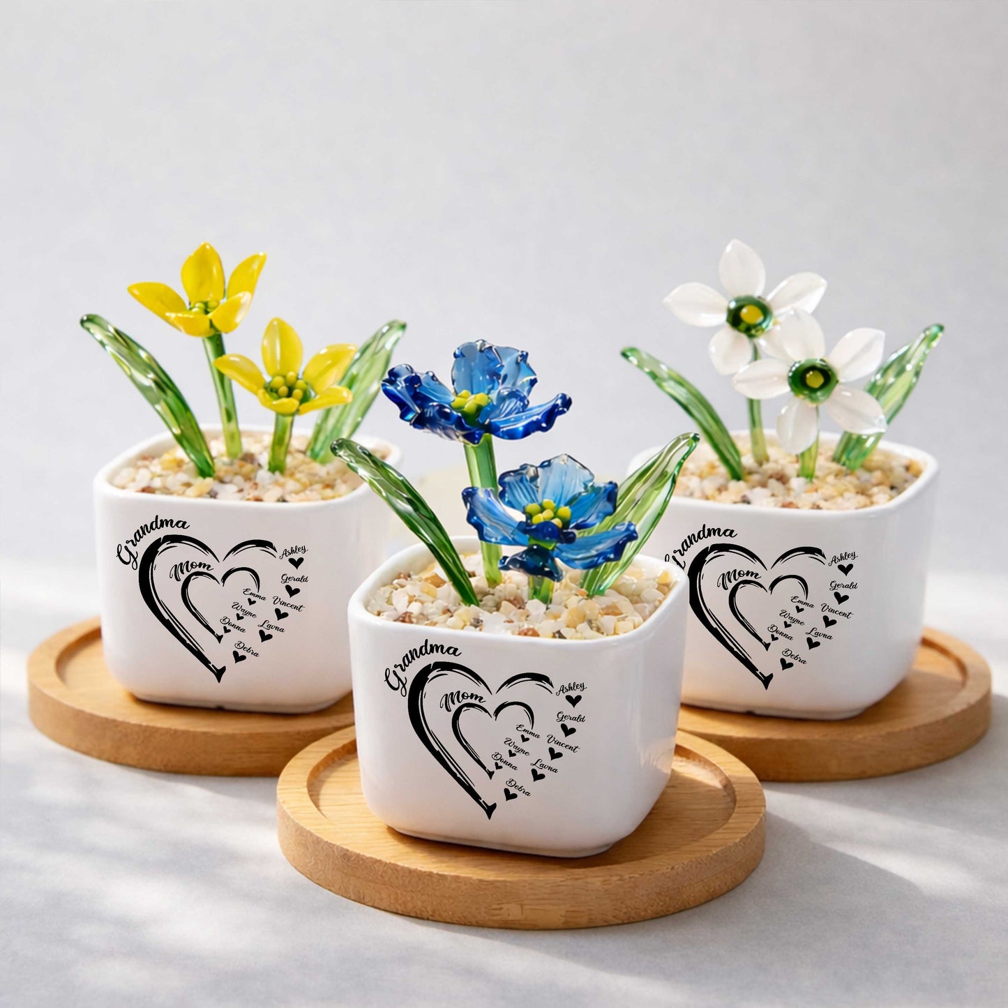 Generational Love Blooms Features Grandma, Birth Month Glass Flower Pot