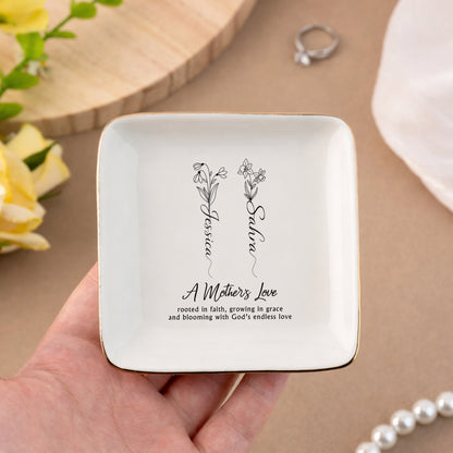 A Mother's Love Keepsake Dish, A Mother's Love Rooted In Faith, Ceramic Jewelry Tray
