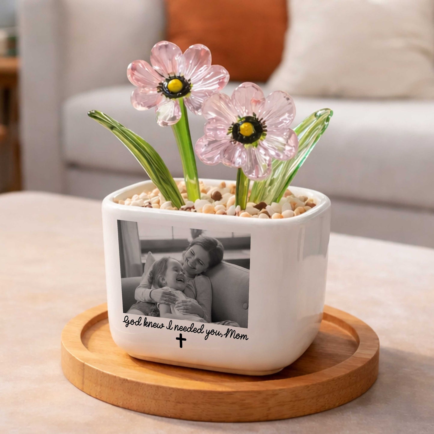 God Knew I Needed You, Mom Birth Month Glass Flower Pot