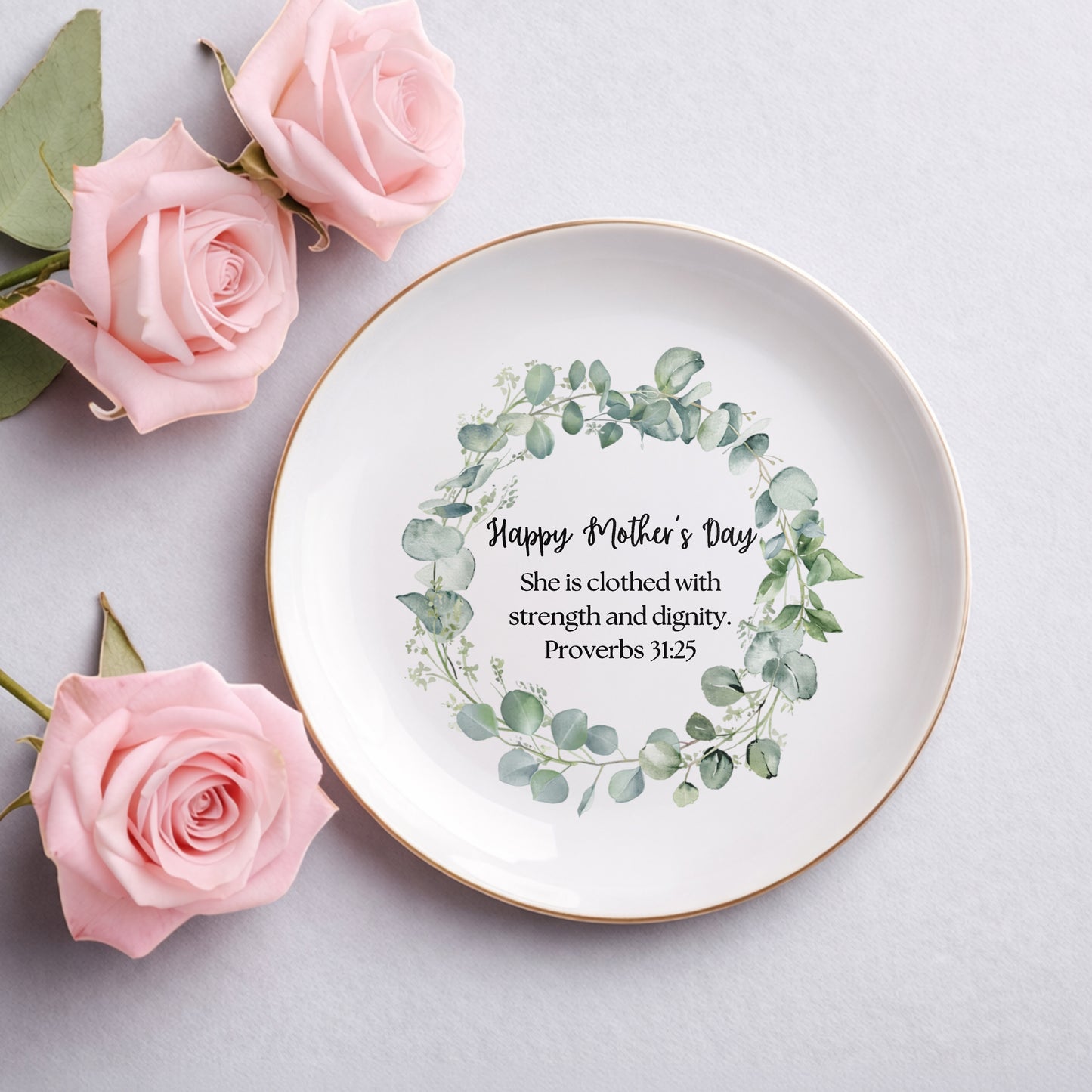 Happy Mother's Day She Is Clothed With Strength And Dignity Ceramic Jewelry Tray