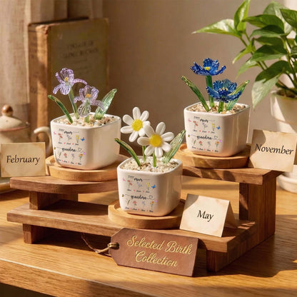 First Mom, Grandma, Birth Month Glass Flower Pot, Mother's Day Gift