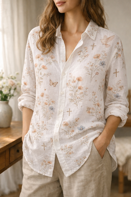 Floral Linen Shirt for Mom, A Soft & Meaningful Mother’s Day Gift