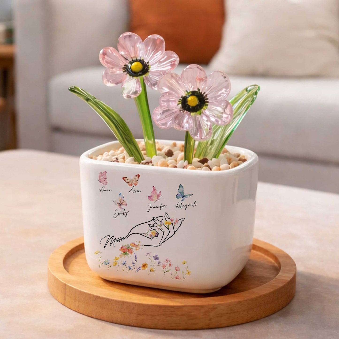 Mom's Eternal Garden Of Love Birth Month Glass Flower Pot