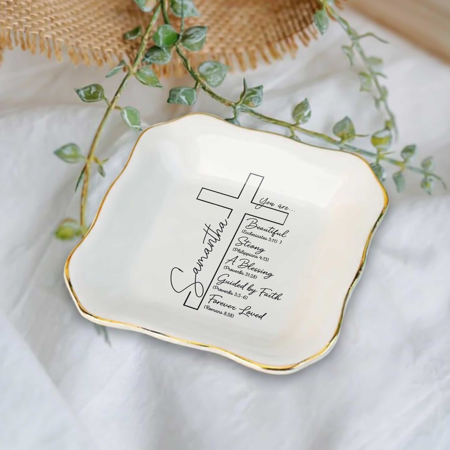 You Are... Beautiful, Strong, A Blessing, Guided By Faith, Forever Loved Ceramic Jewelry Tray