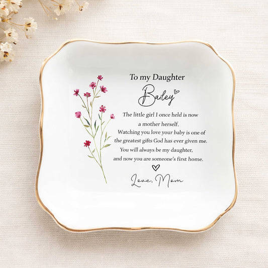 Daughter Motherhood Blessing Gift, To My Daughter Ceramic Jewelry Tray