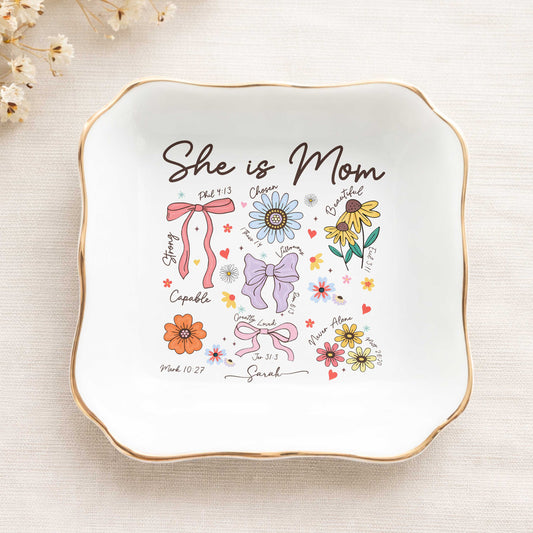 She Is Mom Ceramic Jewelry Tray, Mother's Day Gift