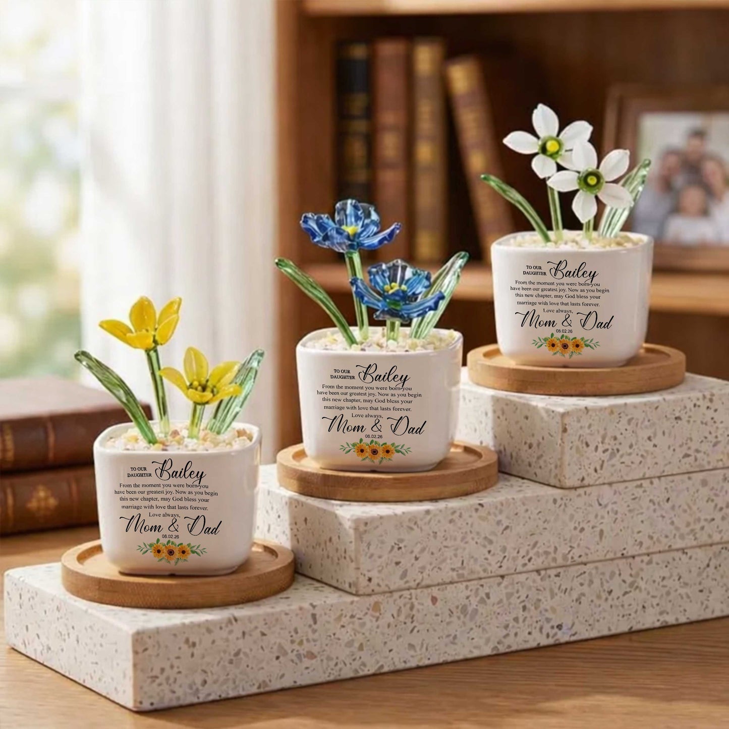 To Our Daughter From The Moment You Were Born Birth Month Glass Flower Pot