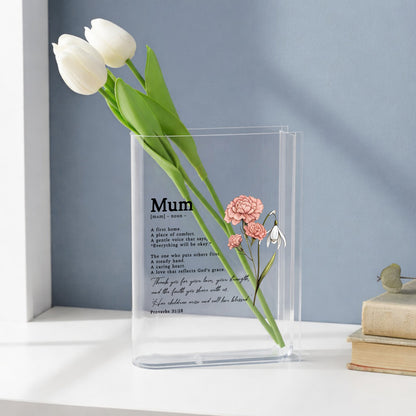 Mum A First Home Her Children Arise And Call Her Blessed Gift Acrylic Book Vase