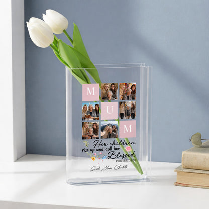 Blessed Mother Proverbs 31 Gift, Her Children Rise Up And Call Her Blessed Acrylic Book Vase