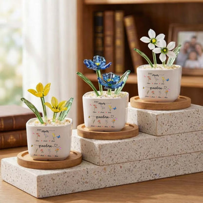 First Mom, Grandma, Birth Month Glass Flower Pot, Mother's Day Gift