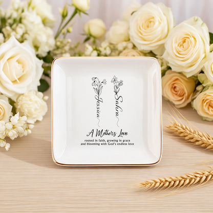 A Mother's Love Keepsake Dish, A Mother's Love Rooted In Faith, Ceramic Jewelry Tray