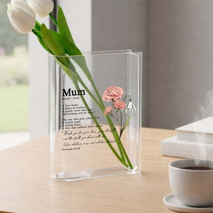 Mum A First Home Her Children Arise And Call Her Blessed Gift Acrylic Book Vase