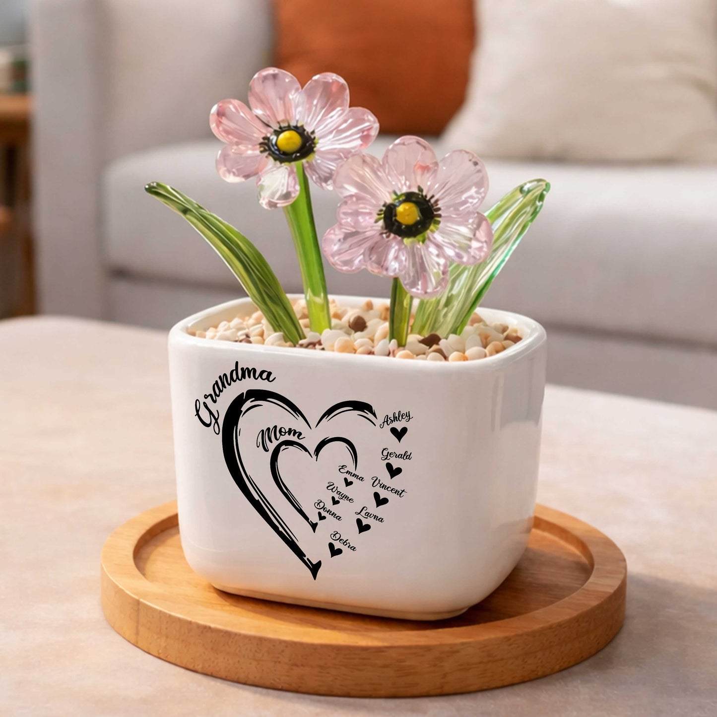 Generational Love Blooms Features Grandma, Birth Month Glass Flower Pot