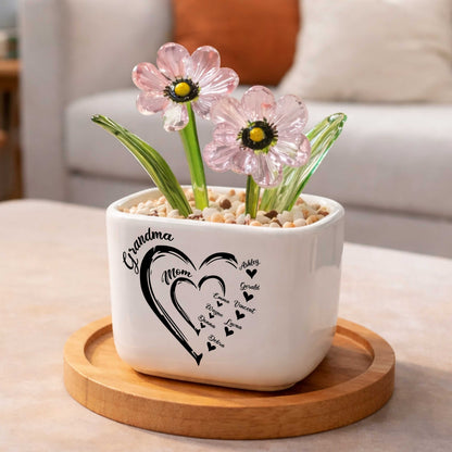 Generational Love Blooms Features Grandma, Birth Month Glass Flower Pot