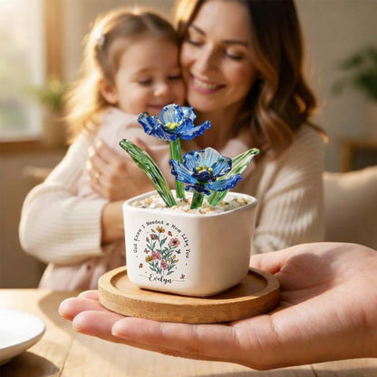 God Knew I Needed A Mom Like You Birth Month Glass Flower Pot
