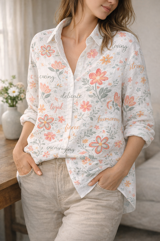Joyful Bloom Linen Shirt A Heartfelt Mother’s Day Gift