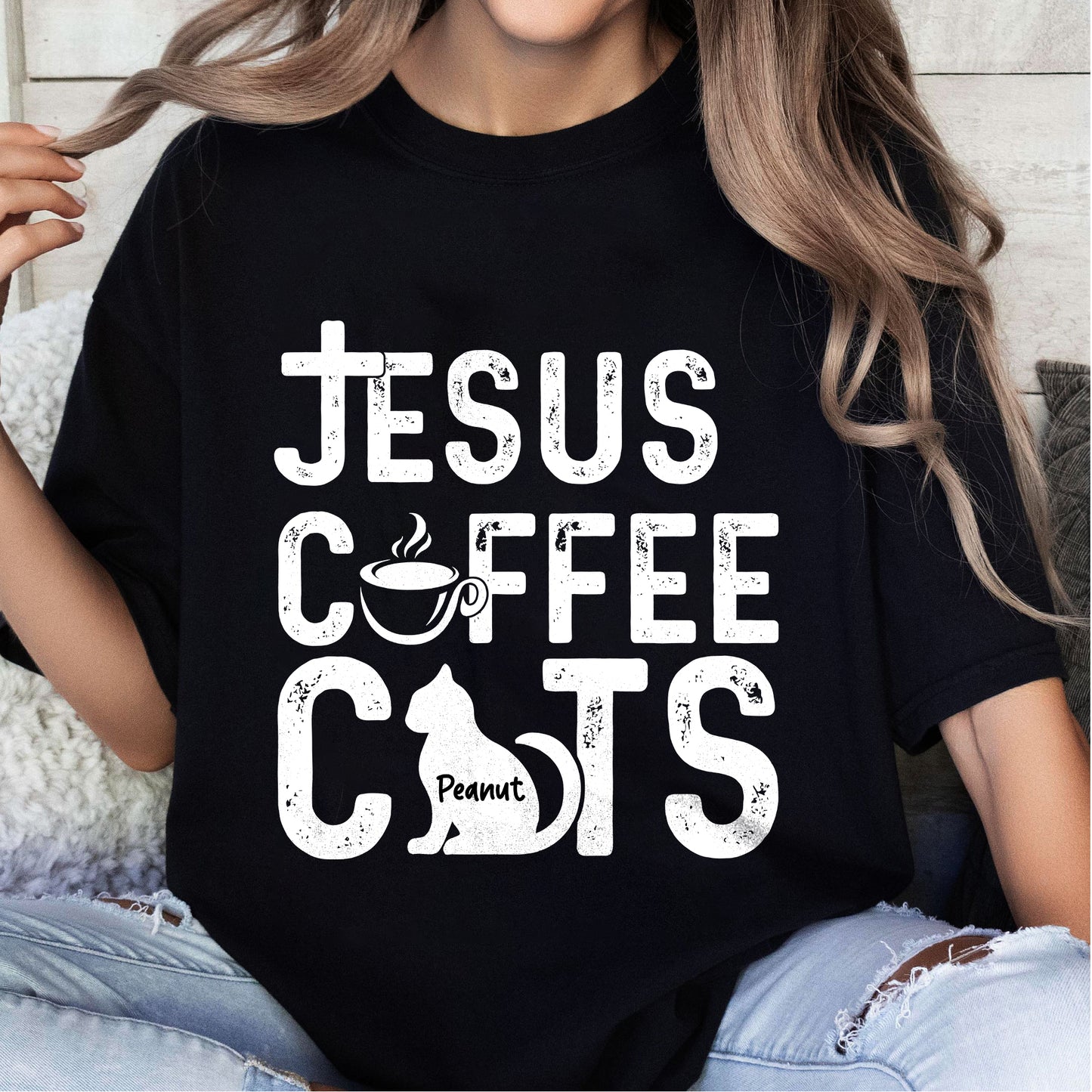 Jesus Coffee Cats T-Shirt