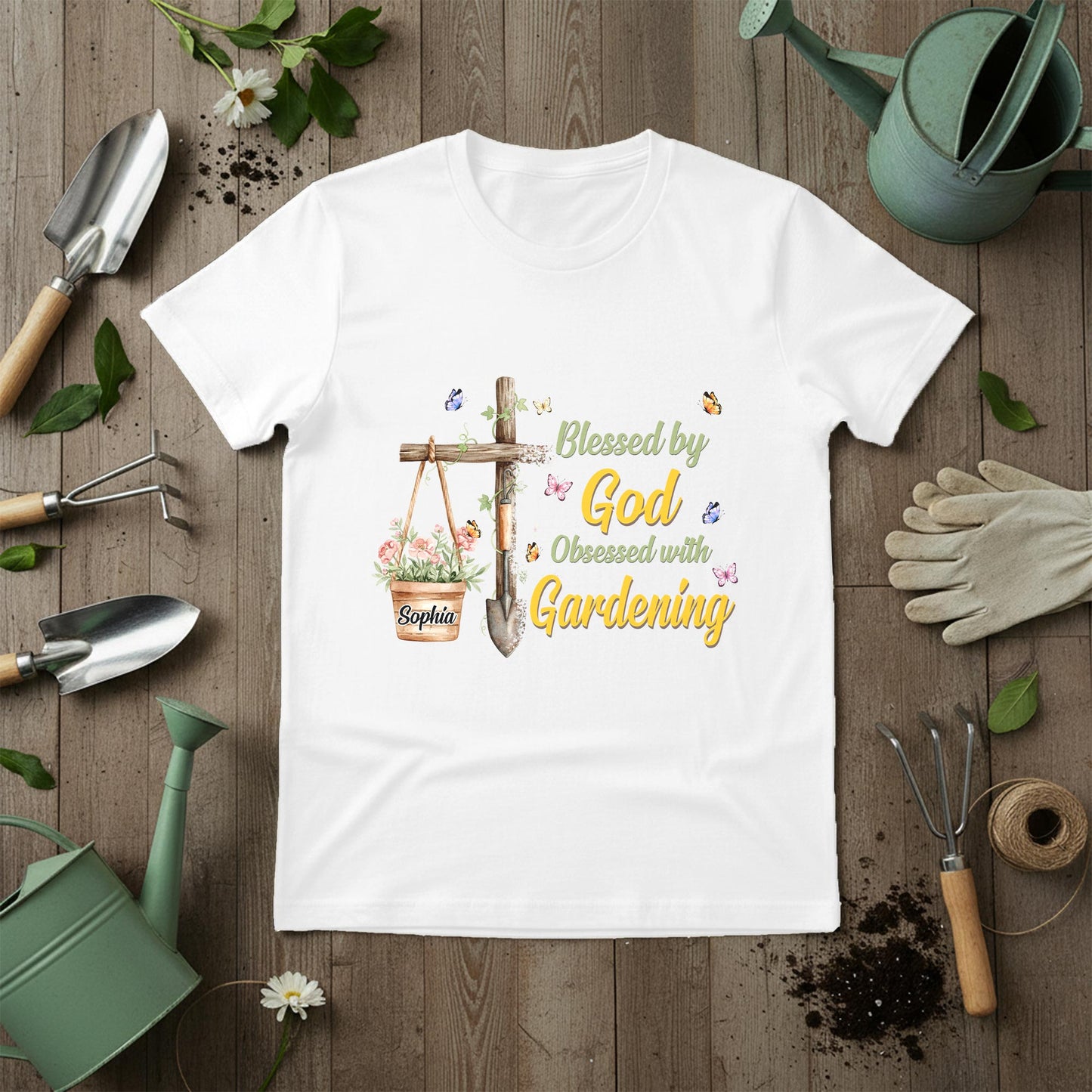 Blessed By God Obsessed With Gardening T-Shirt