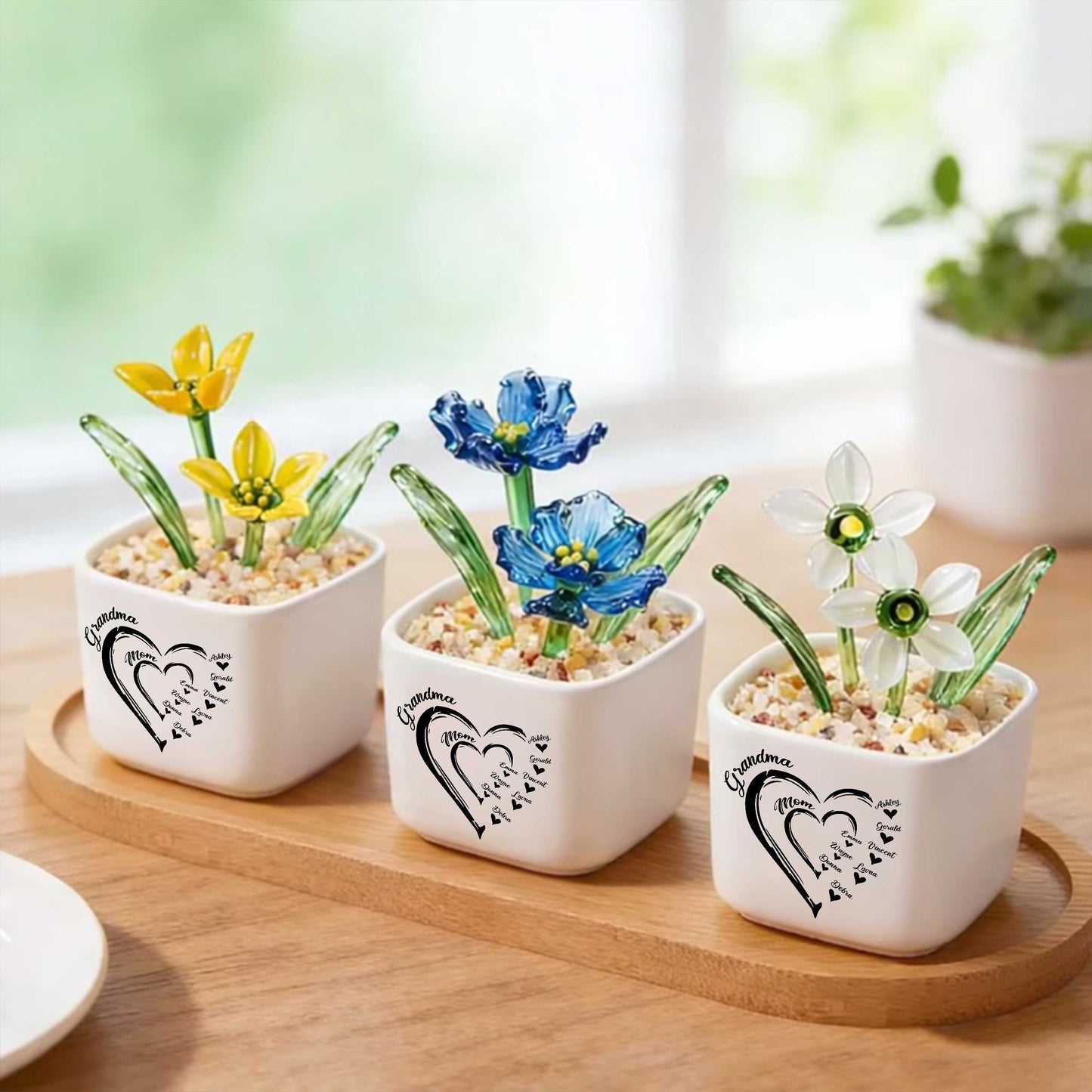 Generational Love Blooms Features Grandma, Birth Month Glass Flower Pot
