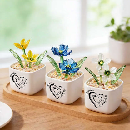 Generational Love Blooms Features Grandma, Birth Month Glass Flower Pot