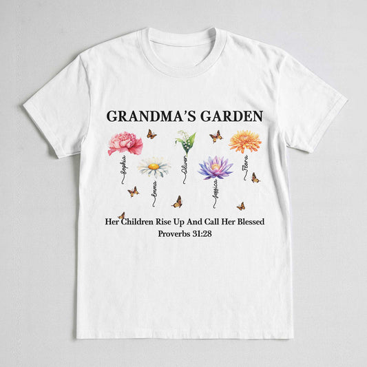 Grandma's Garden Her Children Rise Up And Call Her Blessed T-Shirt