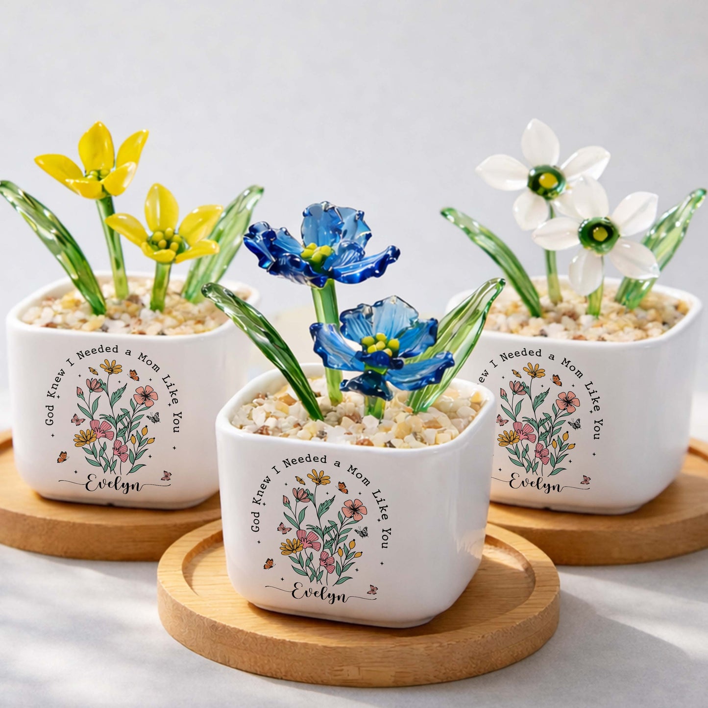 God Knew I Needed A Mom Like You Birth Month Glass Flower Pot